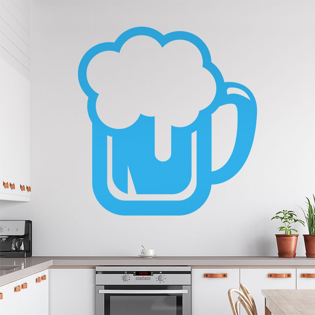 Bierkrug Bierfass trinken Glas Wandtattoo Wandaufkleber Wall Sticker - Dekoration, Küche, Wohnzimmer, Schlafzimmer, Badezimmer