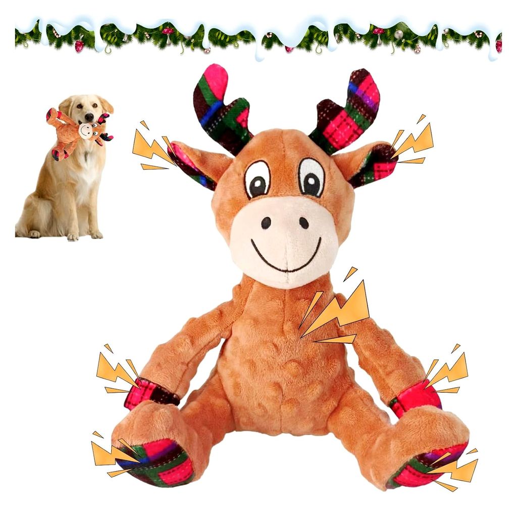 Hundespielzeug für Weihnachten, Quietschendes Kauspielzeug, Interaktives Welpenspielzeug, Spielzeug gegen Langeweile - Langlebige Zahnreinigung f...