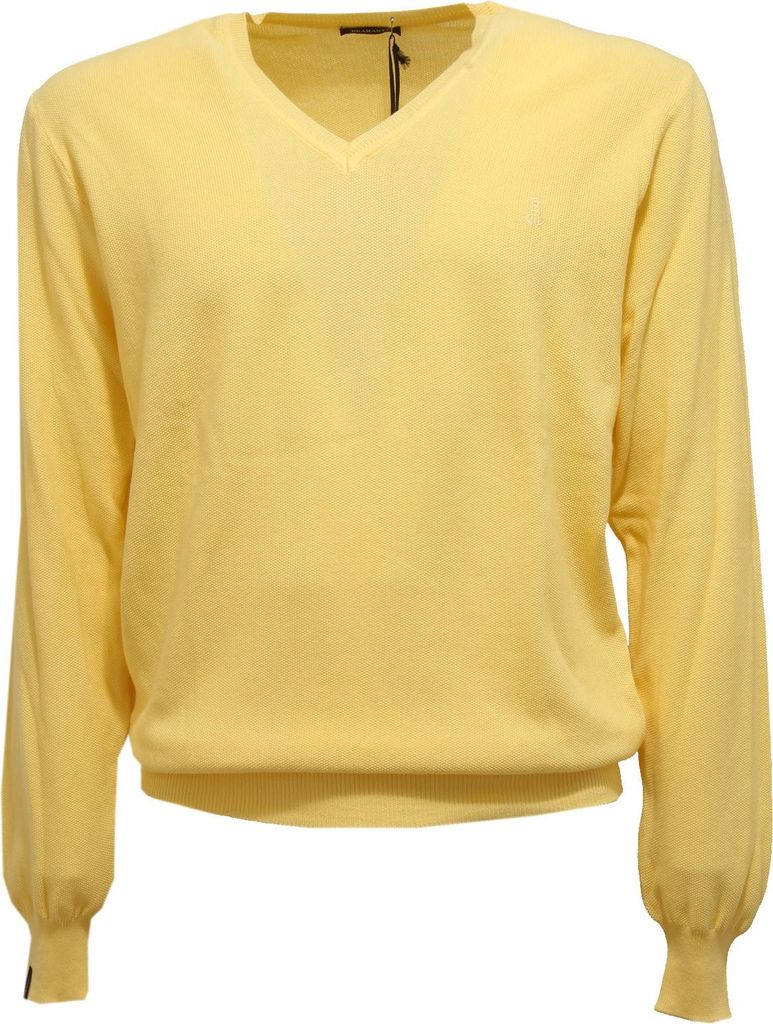8580U BRAMANTE Gelb V-Ausschnitt Baumwolle Pullover Männer