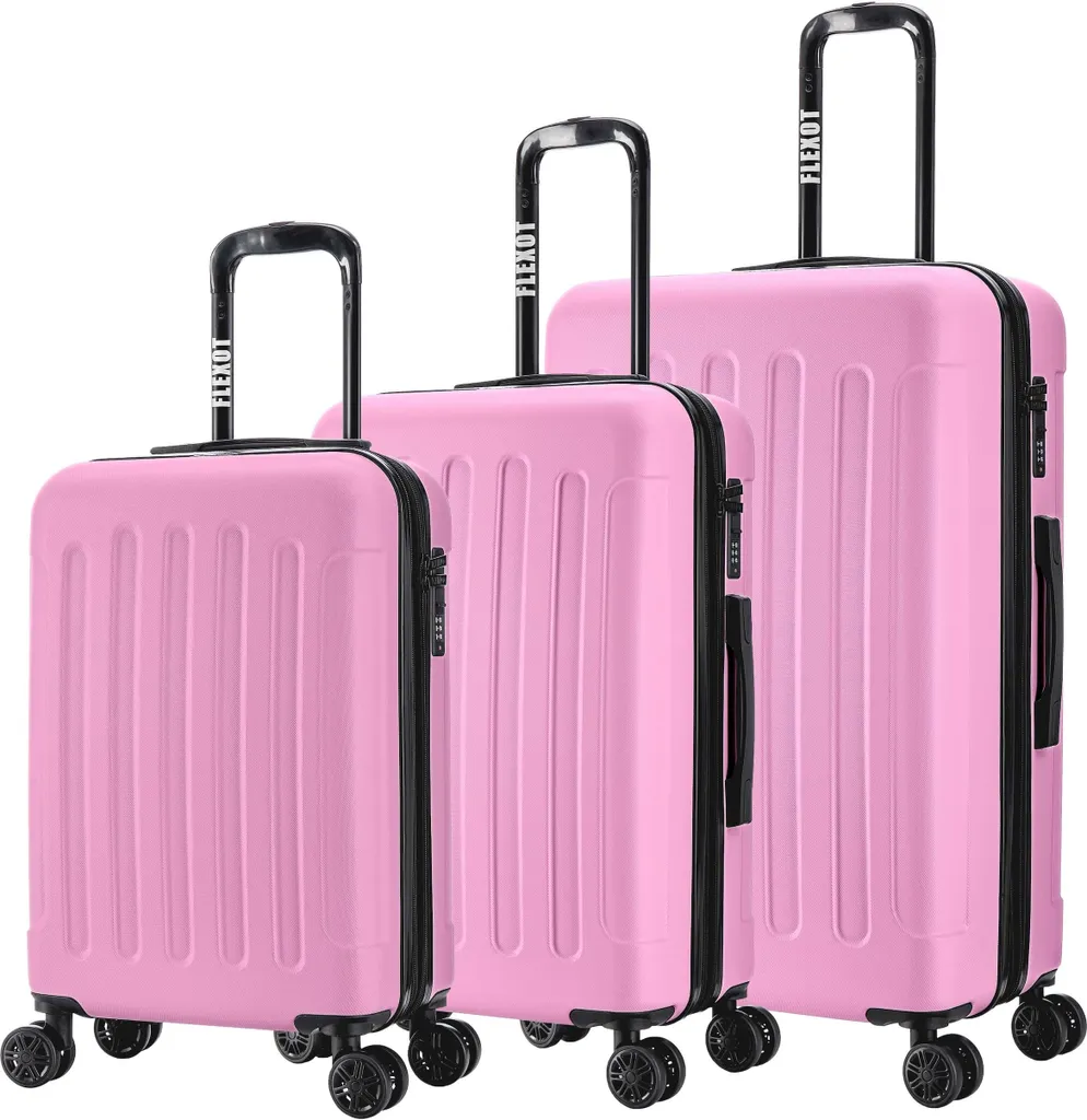 Flexot® F-3045 | Set di 3 valigie | con espansione a V | Rosa