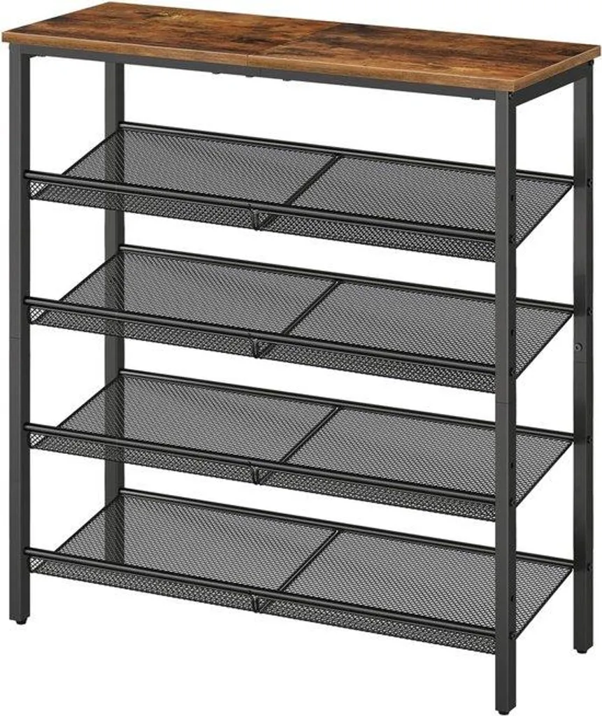 Étagère chaussures réglable, barreaux métalliques pour 20 paires, noir