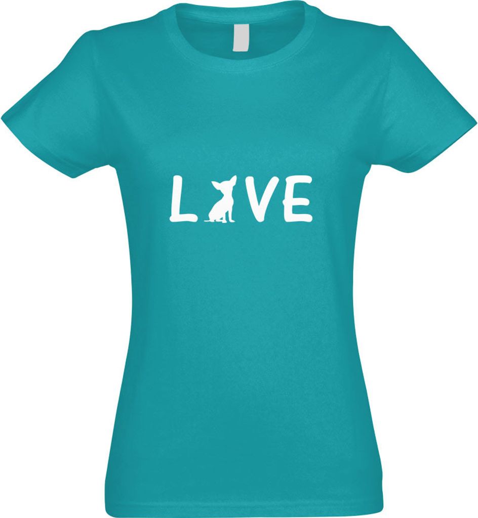 Kiwistar - T-Shirt tailliert - Damen - türkis - Chihuahua Love Schriftzug - mit Motiv Bedruckt - Funshirt Design - Sport - Freizeit - Damen - M