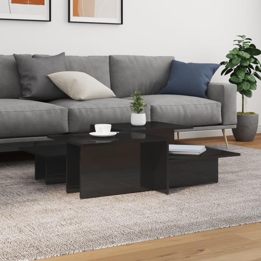 Maison Exclusive - Couchtische 2 Stk. Hochglanz-Schwarz Holzwerkstoff