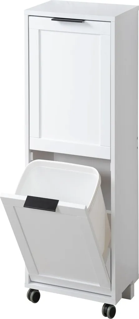Kesper 2553013 Carrello in Legno FSC per Raccolta Differenziata Bianca