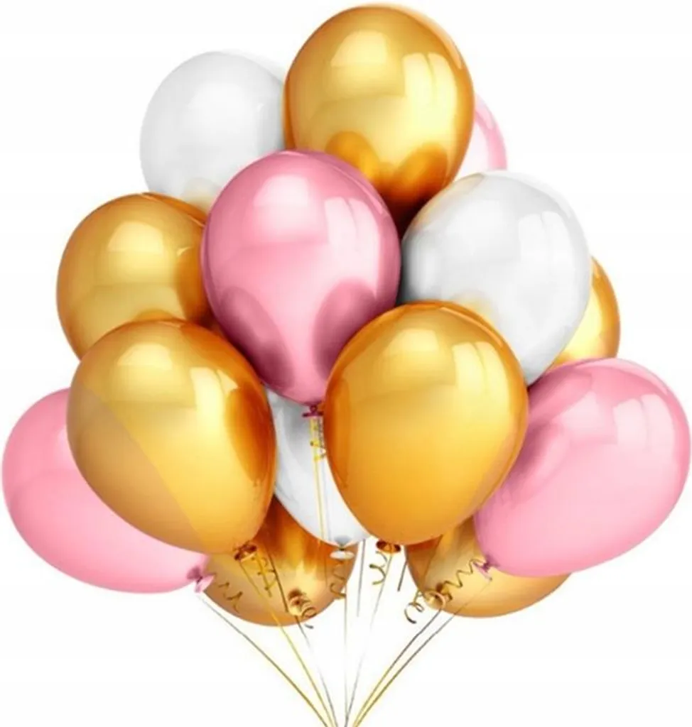Décoration de fête avec 100 ballons rose gold chrome pour mariage chic