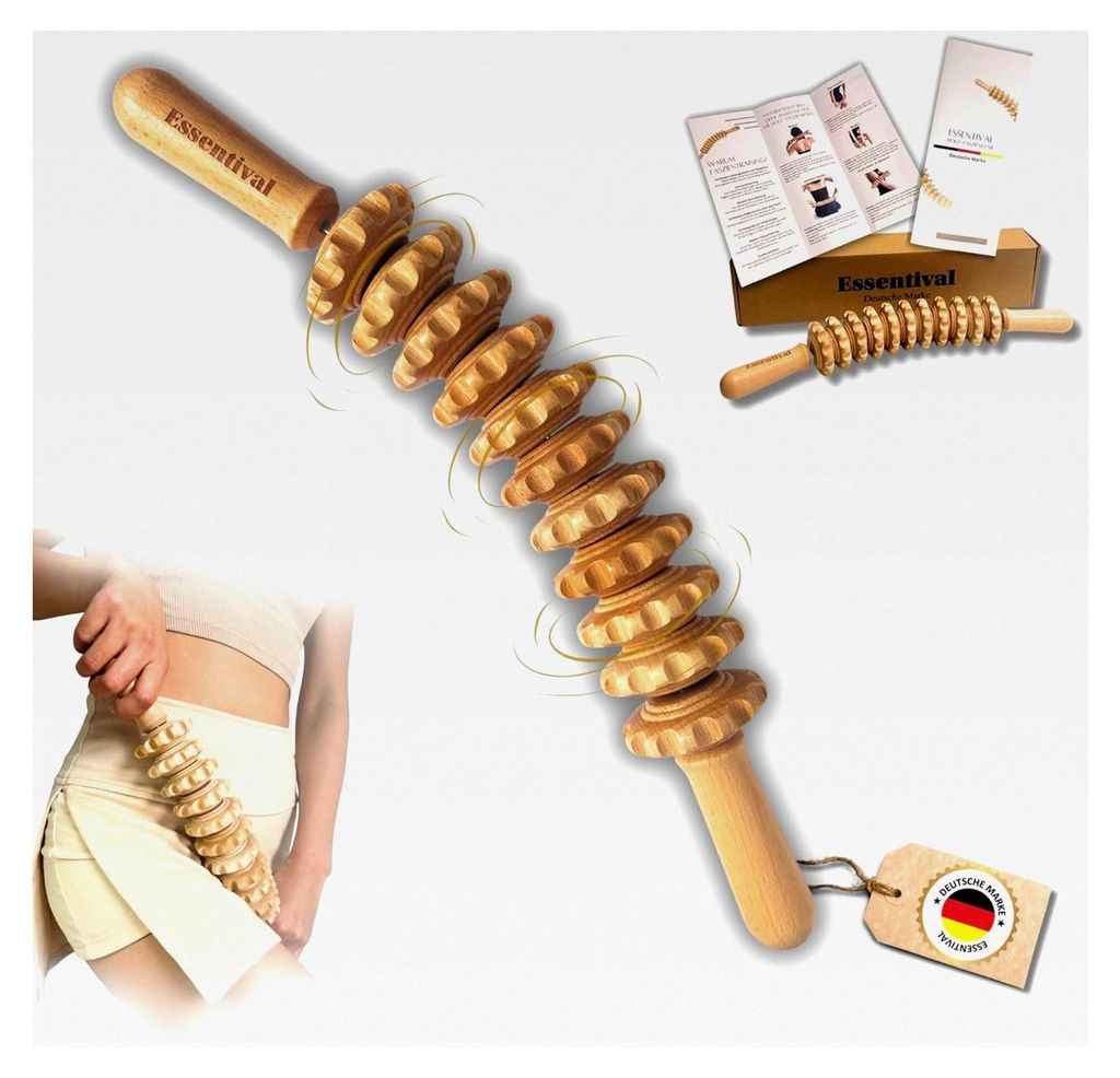 Massageroller aus Holz - für Hautstraffung, Lifting und Faszientherapie - Anti-Cellulite Massage für den gesamten Körper