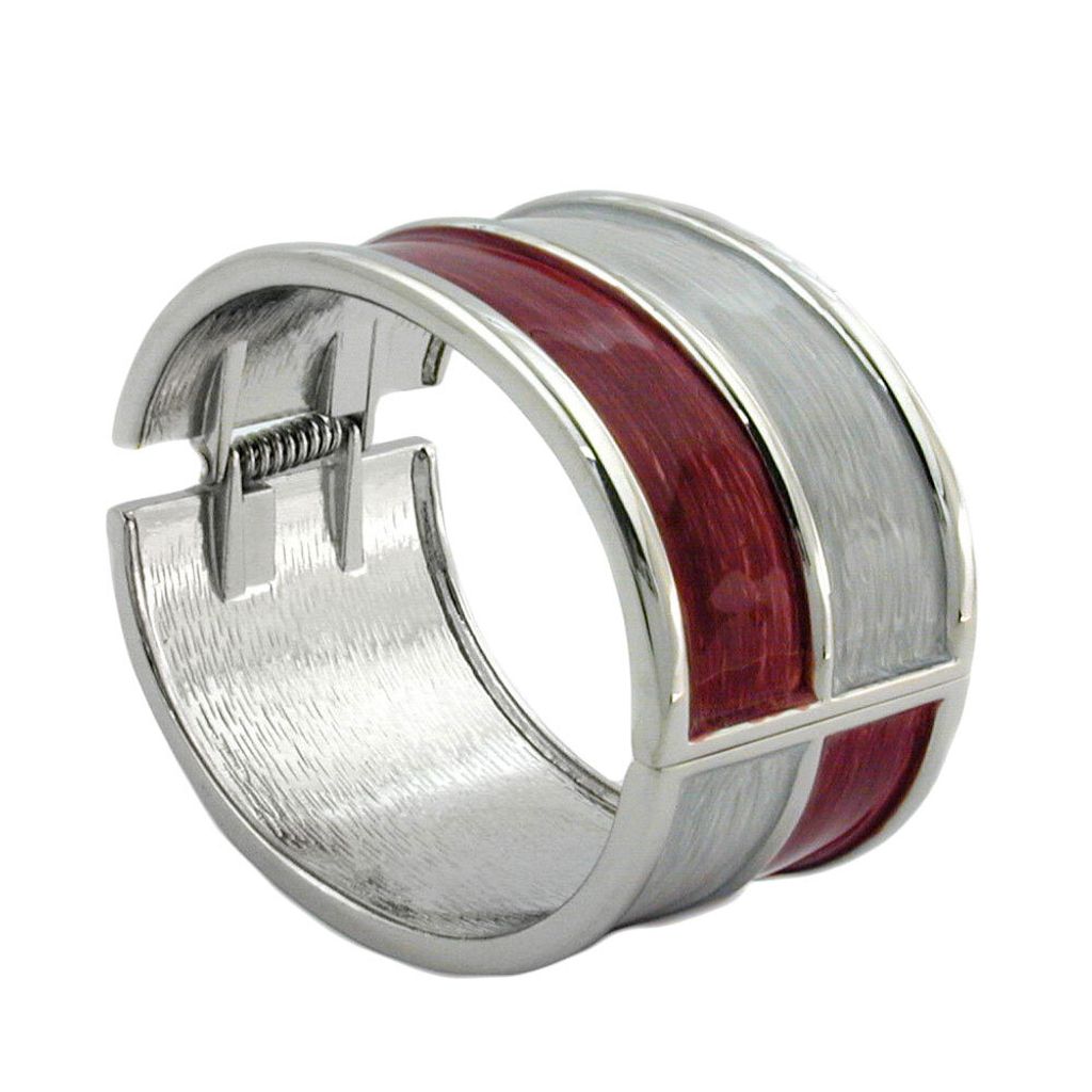 Armreif 73x38mm mit Klappscharnier Metall weinrot-beige-grau emailliert weinrot-grau innen 53x63mm