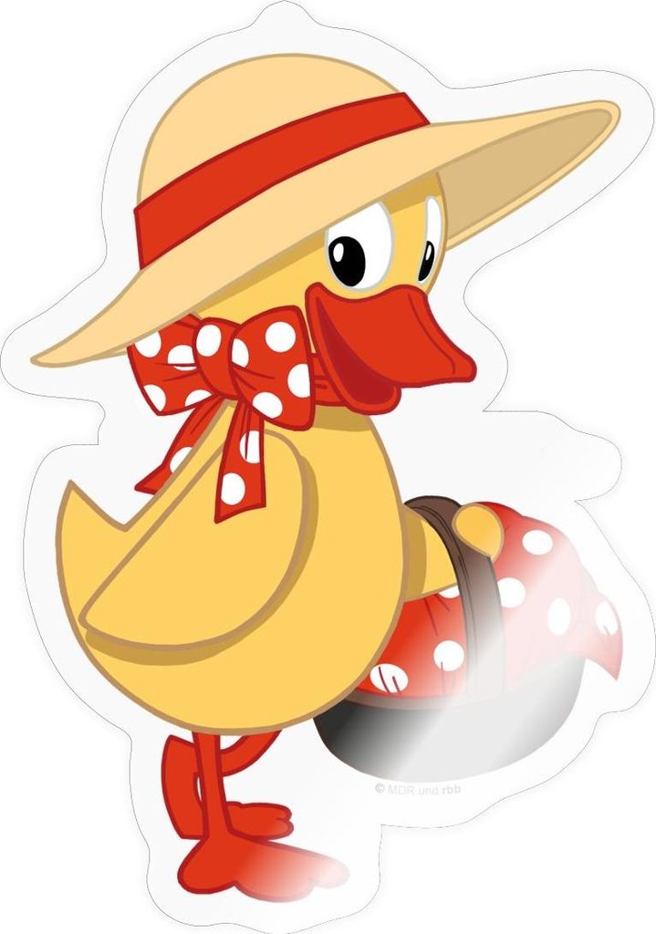 Spreadshirt Sandmännchen Schnatterinchen Mit Korb Sticker Aufkleber, 10 x 10 cm, Transparent glänzend