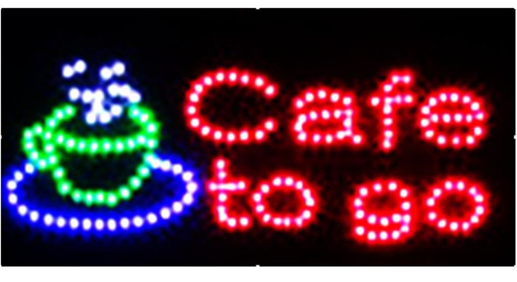 LED Schild CAFE TO GO 48x25 cm, extrem hell, sichtbar bis Produktbild 