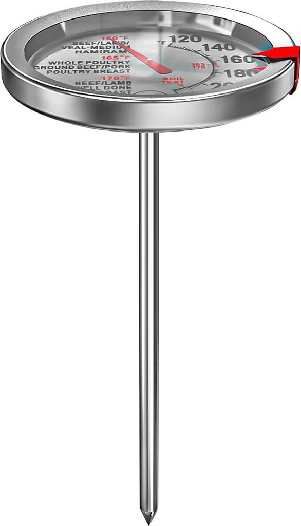 Fleischthermometer aus Edelstahl, 2,5-Zoll-Zifferblatt, sofort ablesbares Fleischthermometer, hitzebeständige Sonde zum Backen, Süßigkeiten, Öl...