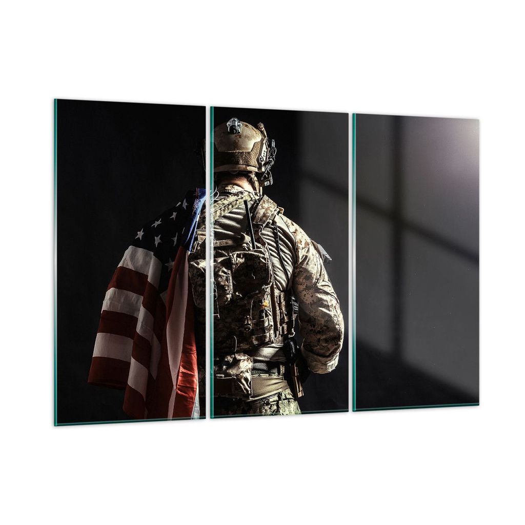 Bilder auf glas - Soldat Armee - 165x110cm - Glasbilder - Wandbilder - Kunstdruck - zum Aufhängen bereit - Wanddekoration aus Glas - Glas Bilder -...