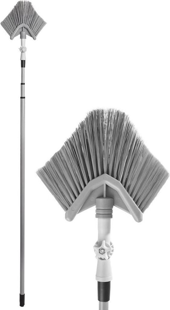 A cleaning tool with a fan-shaped brush head and a telescopic handle, shown against a white background.