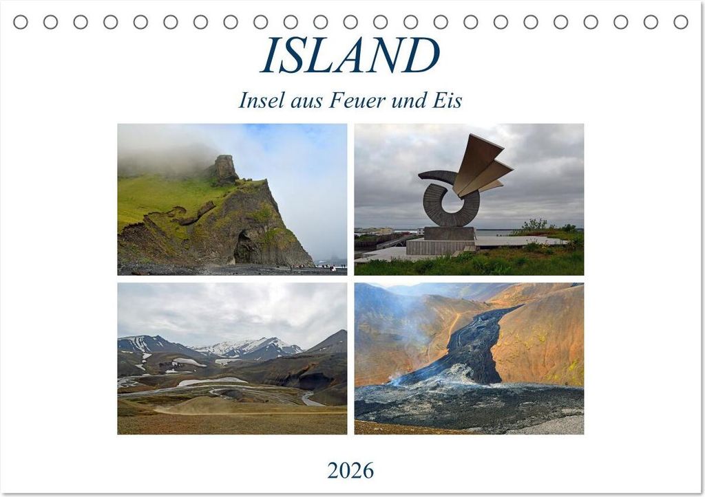 ISLAND, Insel aus Feuer und Eis (Tischkalender 2026 DIN A5 quer), CALVENDO Monatskalender