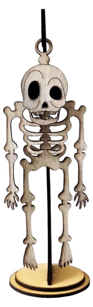 Halloween-Schaukel-Skelett-Ornament, gruselige Baumschaukel, Geister-Tischschild aus Holz mit Sockel, Heim-, Büro-, Schreibtisch- und Partydekoration