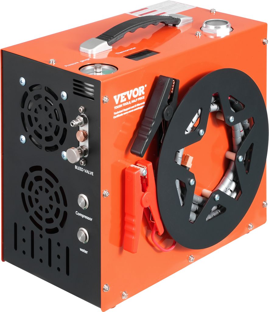 VEVOR PCP-Luftkompressor, 4500 PSI/30 MPa tragbarer PCP-Luftgewehrkompressor – Eingebautes Wasser- und Lüfterkühlsystem, Auto-Stopp DC12 V/AC23...
