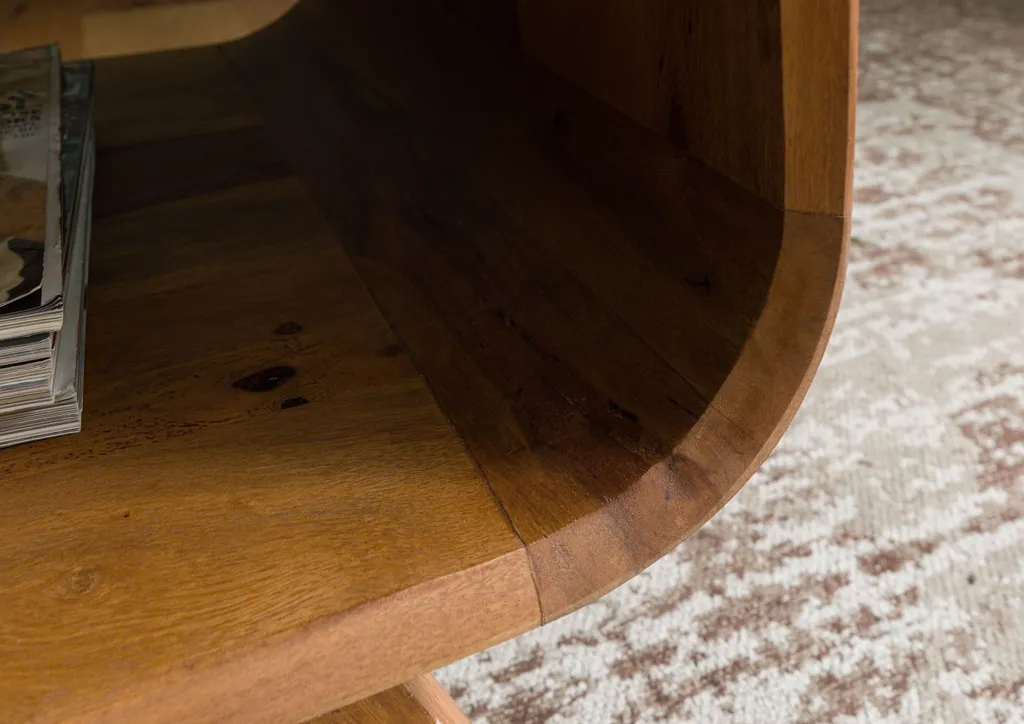 Table basse bois Sheesham massif laqué MAILAND 60x50x50cm marron clair - 7