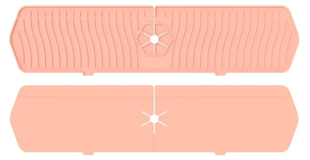 Tapis de protection évier silicone rose grand format anti-éclaboussure