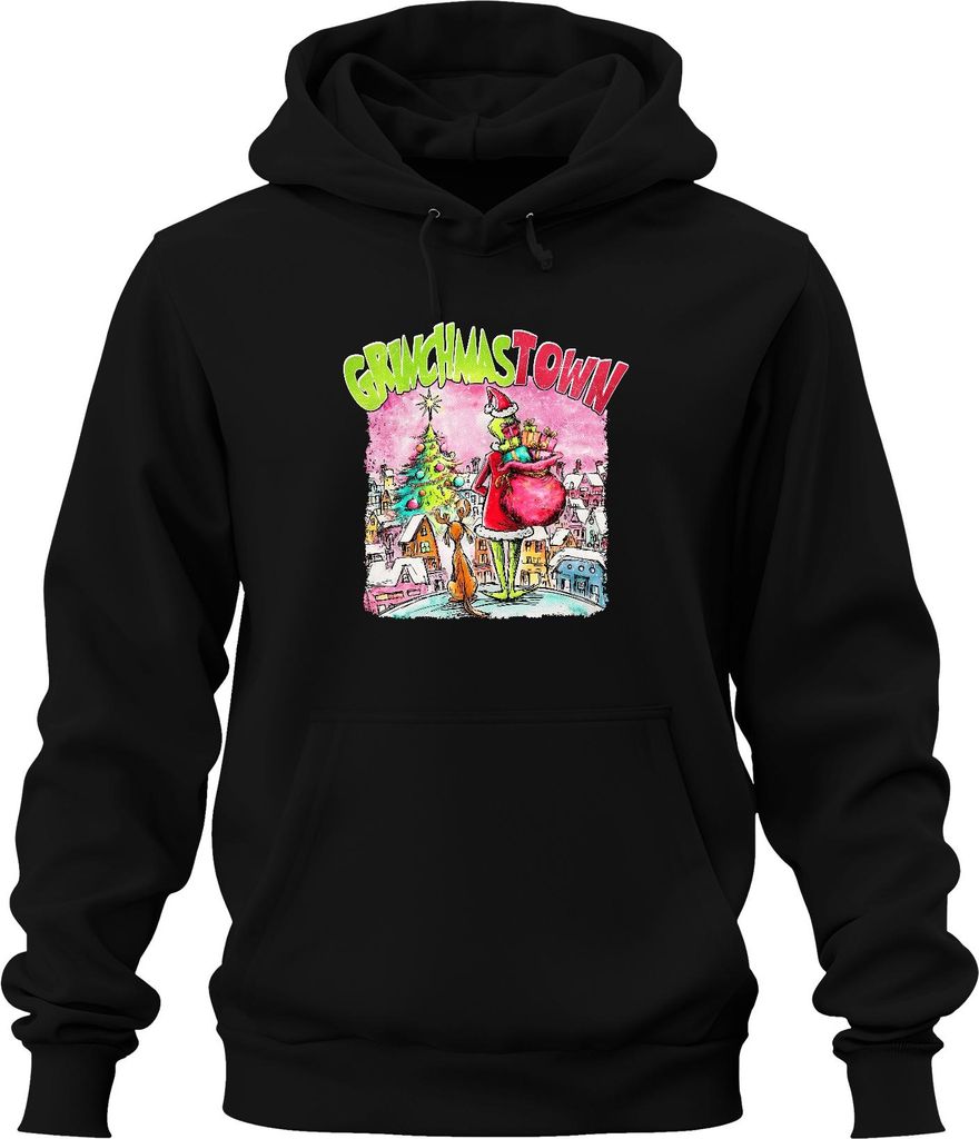 GrinchmasTown Grinch Weihnachtsmann Geschenke Max Rentier lustig Uni Hoodie Kapuzenpullover, Schwarz, L