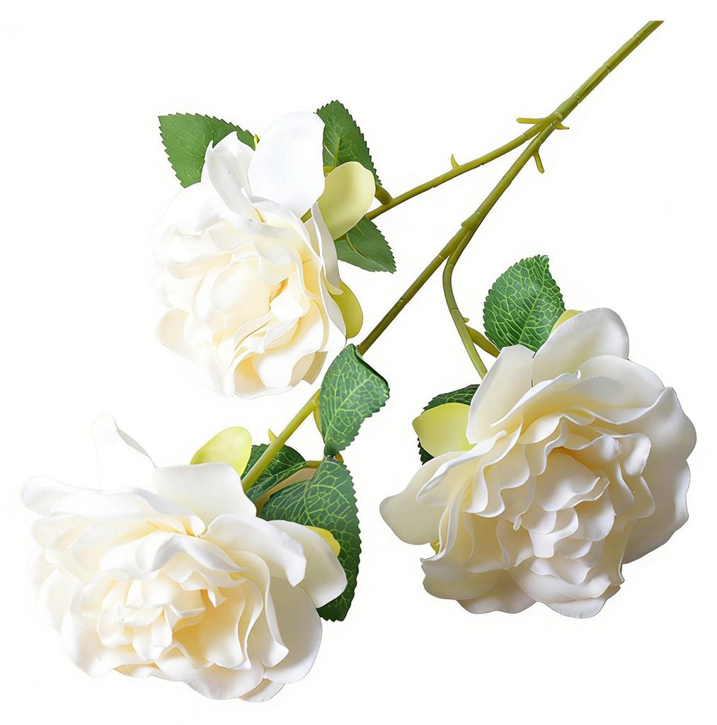 Künstliche Gardenienblüte mit 3 Blütenköpfen, realistischer Blumenstrauß aus Kunstseide für Vase, Tischdekoration, DIY-Tischdekoration für P...