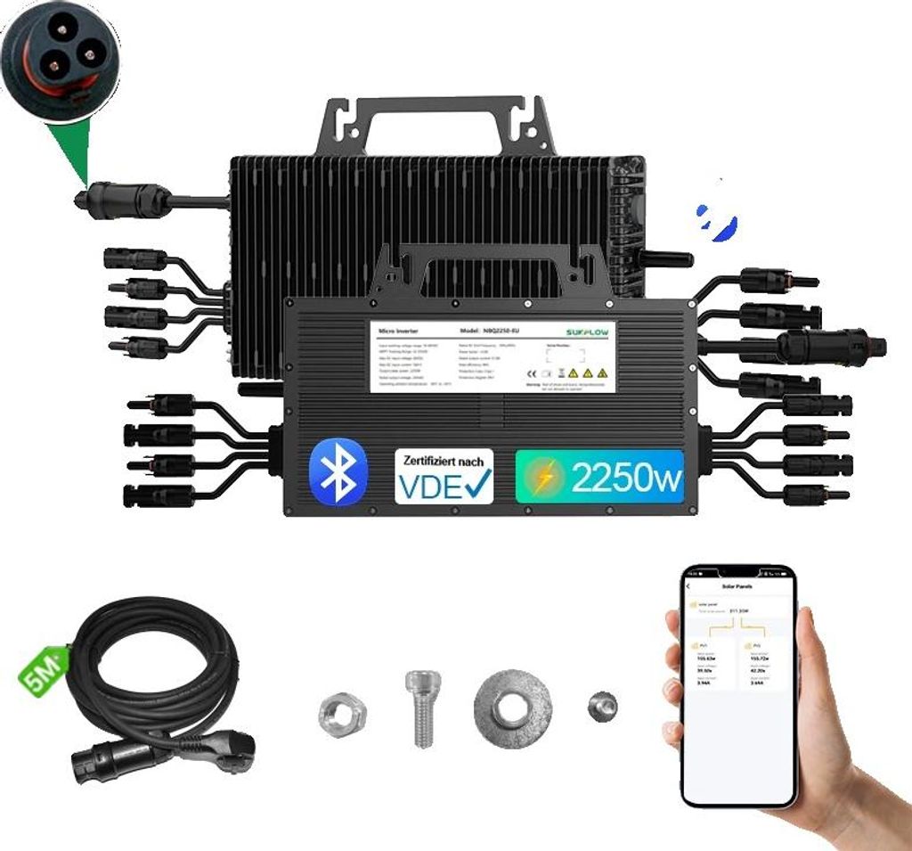 Mikro-Wechselrichter, WiFi-Konnektivität, effiziente Energieumwandlung, NBQ 2250W, 230V, 16-60V