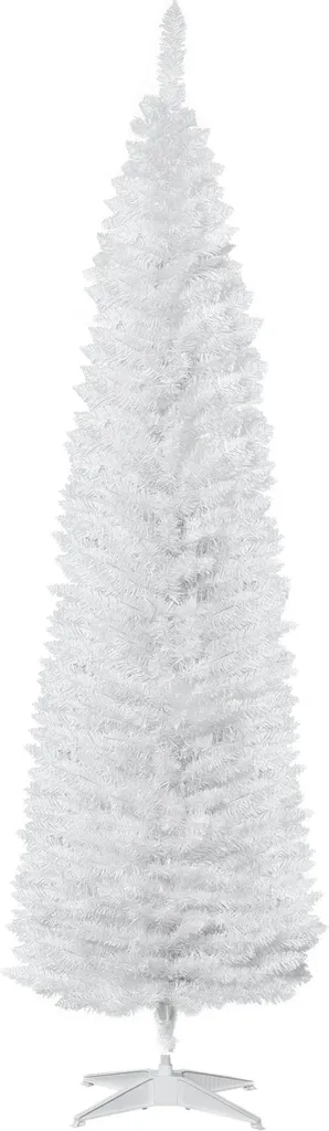 Grand sapin de Noël blanc artificiel 210 cm - Modèle étroit et dense