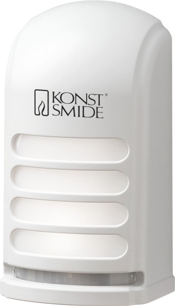 Konstsmide Prato LED Wandleuchte klein mit Bewegungsmelder weiss, 4500K, 28lm, 2x0,24W, 3xC-Batterien, Kunststoff, 7694-250