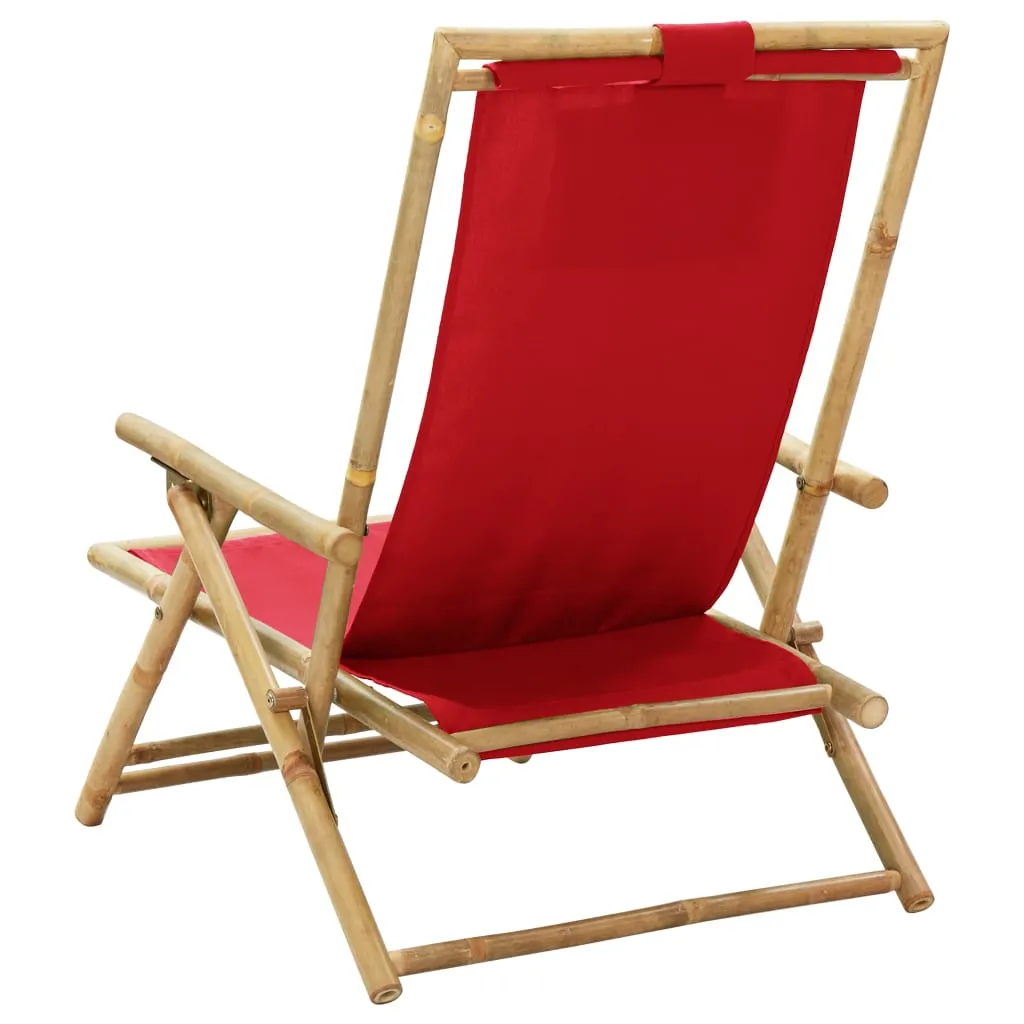 Sedia Relax in Bambù vidaXL Rossa: Comfort Naturale e Regolabile - 6