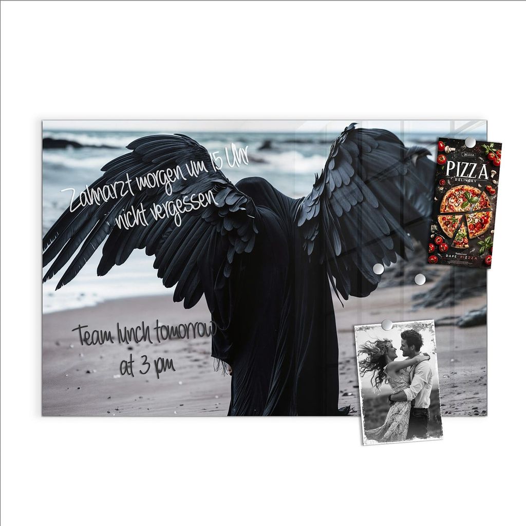 Magnettafel 90x60cm Pinnwand Whiteboard beschreibbar - Geflügelter Wanderer