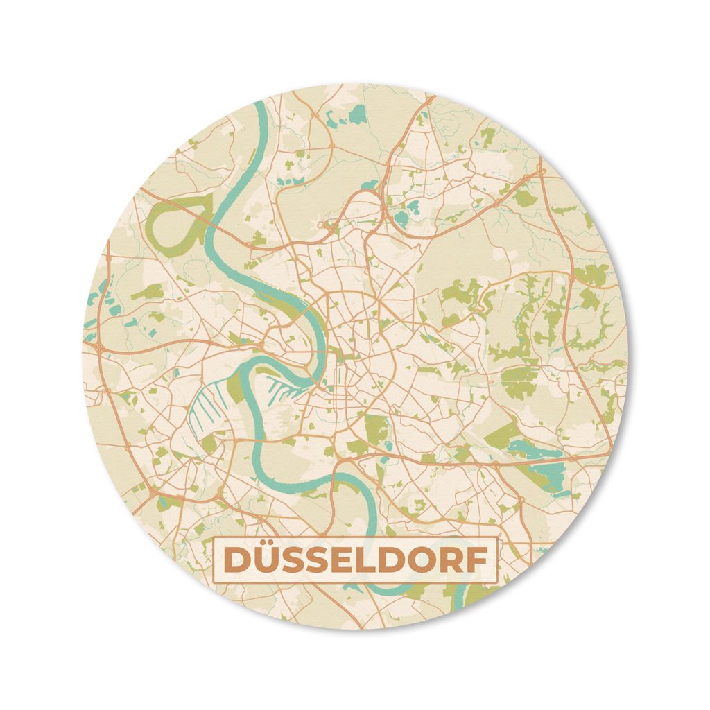 MuchoWow Mauspad Mousepad Karte - Düsseldorf - Vintage - Stadtplan 50x50 cm - Mousepads - Maus Mat - Pad - Mausunterlage - Vinyl