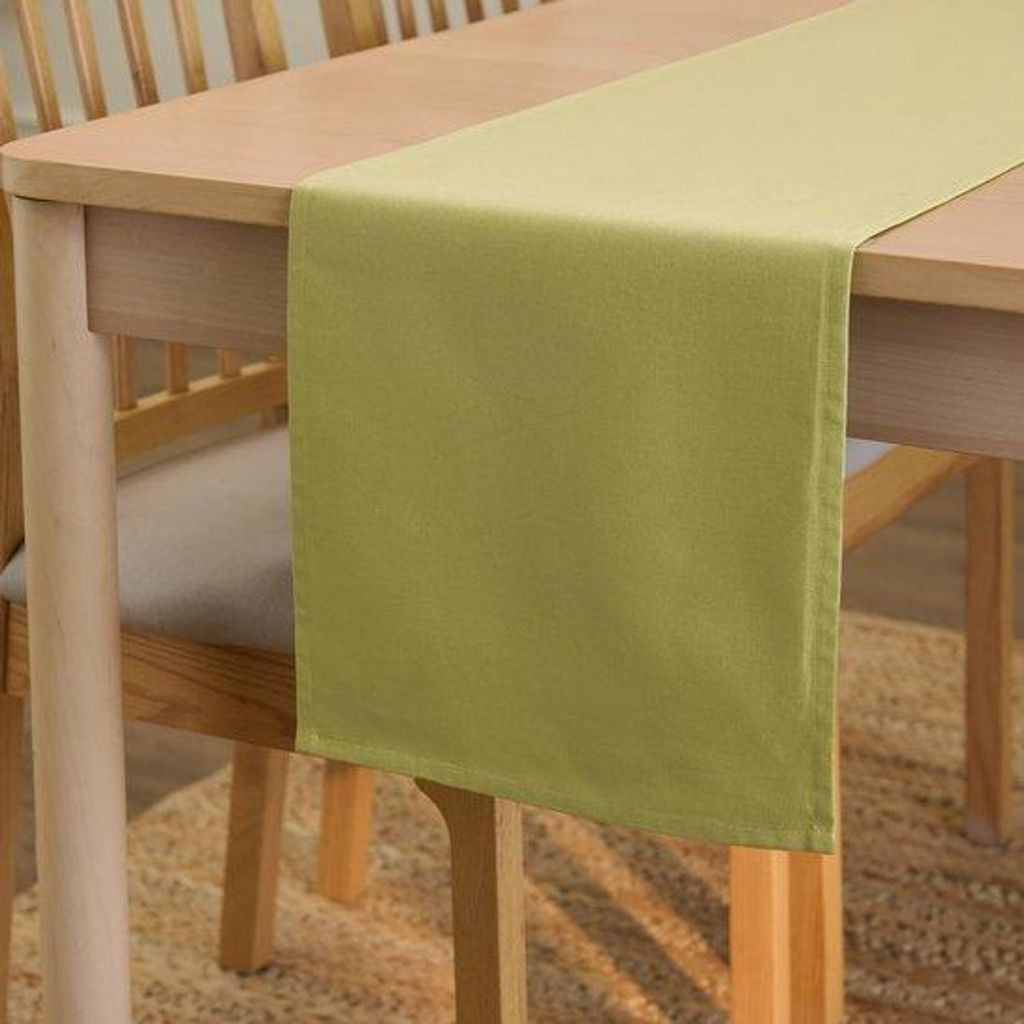 Tafelloper aus Baumwollcanvas, 32x150 cm, Salzgrün, wasbar und umweltfreundlich