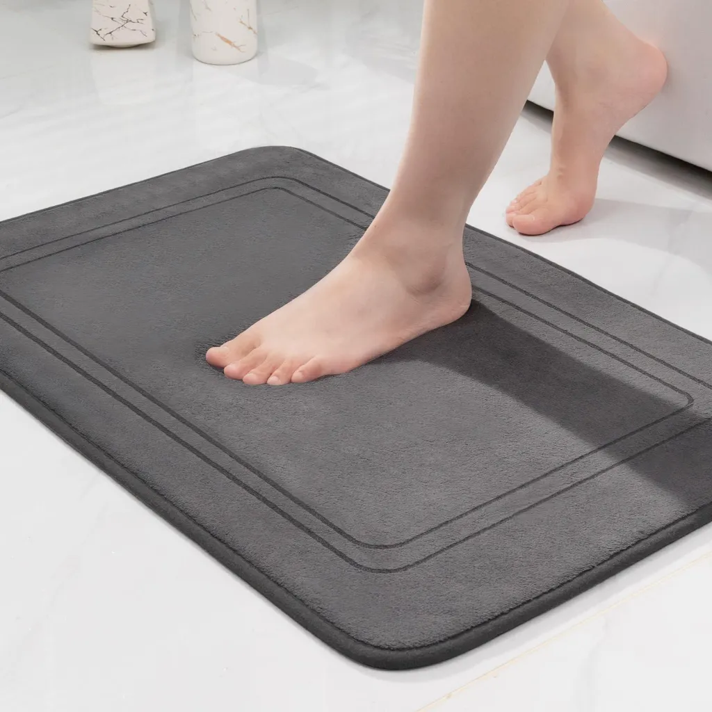 Tapis de sol pour salle de bain gris foncé, idéal sortie de douche