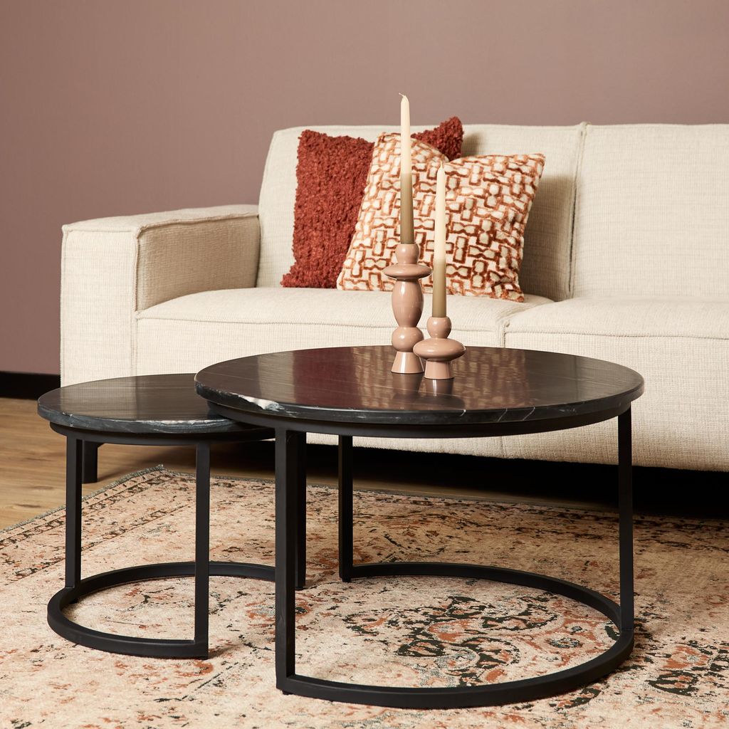 Starfurn - Couchtisch aus schwarzem Marmor Nova - 70 cm - 2er-Set