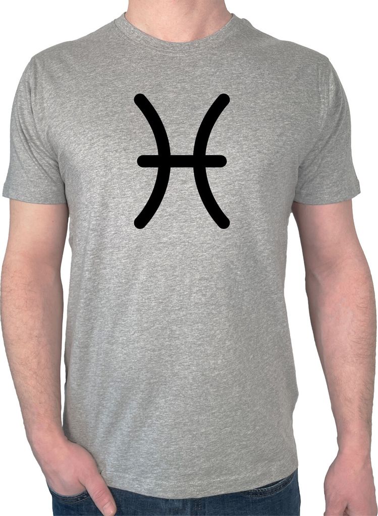 Huuraa Herren T-Shirt Fische Sternzeichen Zeichen S Sport Grey Bio Baumwolle Fairtrade Herrenshirt Geschenkidee