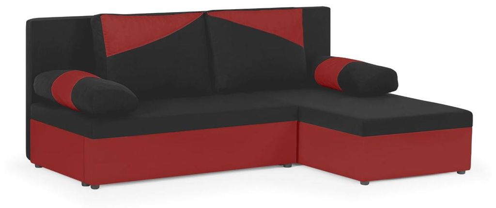 Ecksofa Polo mit Schlaffunktion - Schwarz/Rot Produktbild 