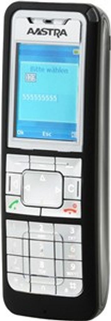 A black and silver Aastra 622D Mobilteil phone is shown against a white background.