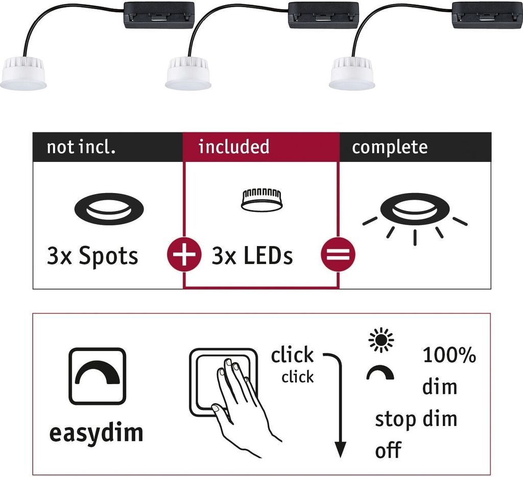 Paulmann LED Modul Einbauleuchte Choose 3er-Set Produktbild 