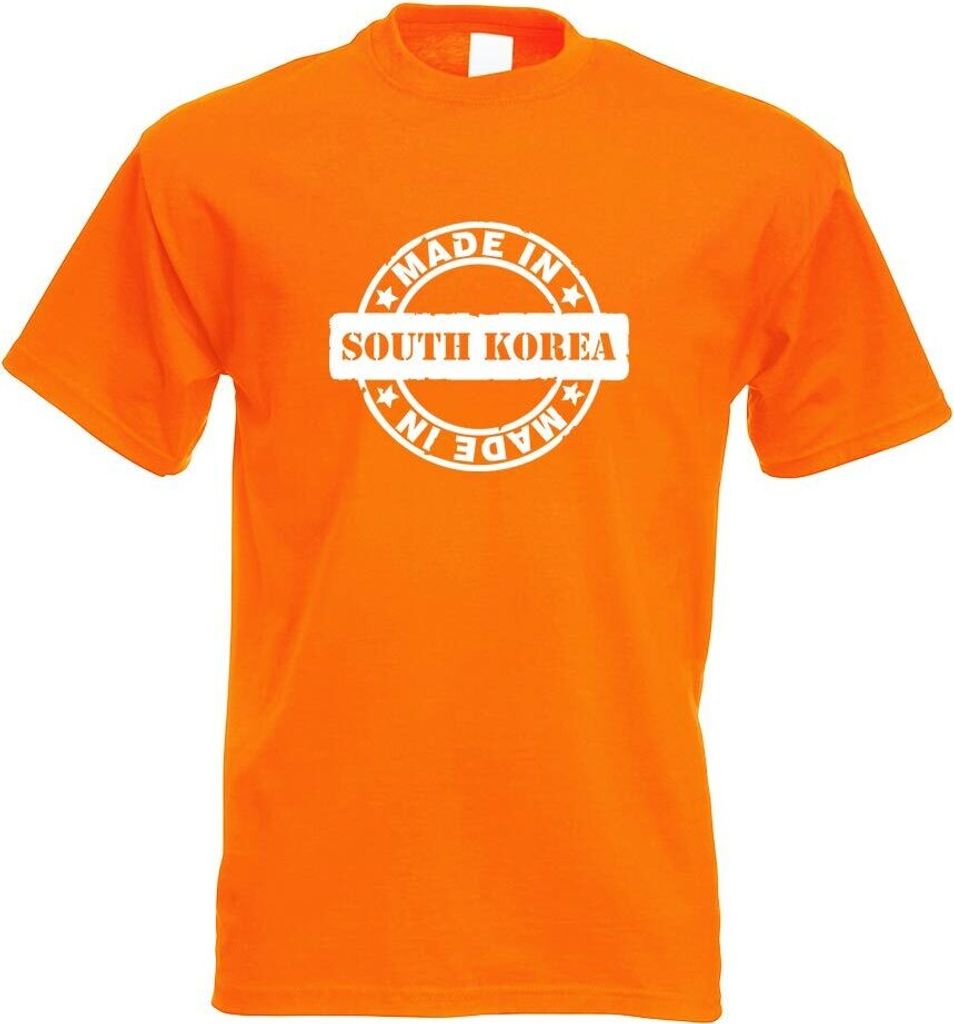 Kiwistar - T-Shirt - orange - South Korea Motiv Bedruckt Funshirt Design Print - mit Motiv Bedruckt - Funshirt Design - Sport - Freizeit - Herren - S