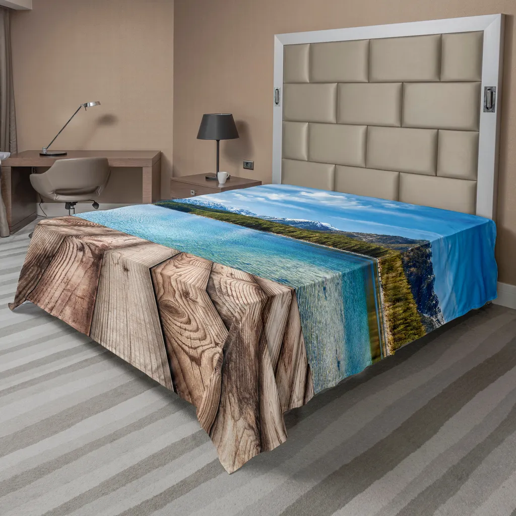 ABAKUHAUS Lenzuolo Decorativo 260x228 - Stampa HD Cime Innevate