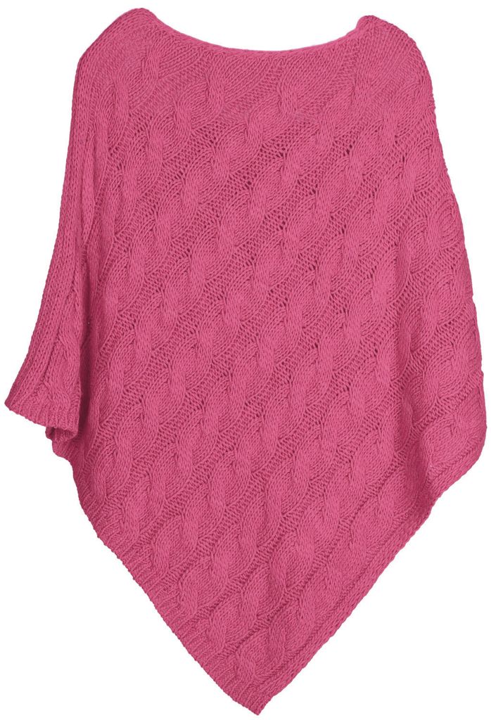 Grof gebreide poncho | Neon roze online kopen