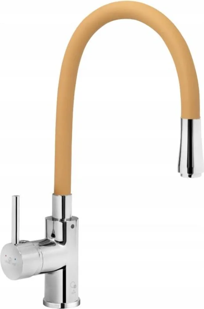Robinet d'évier Queen chromé avec bec beige élégant pour votre cuisine