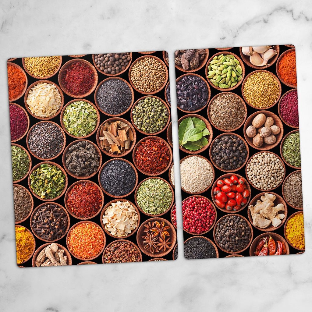 Glas-Herdabdeckplatten Glaskeramikkochfeld-Abdeckung Spritzschutz Schneidebrett Zweiteilige Glas 70x52 cm Farbzusätze