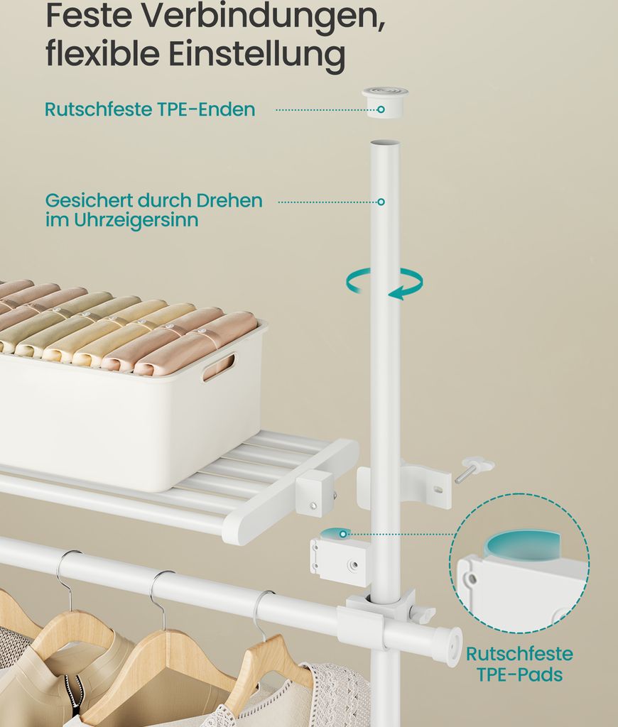 SONGMICS Kleiderständer deckenhoch, 3-stufige Garderobe, Produktbild 4