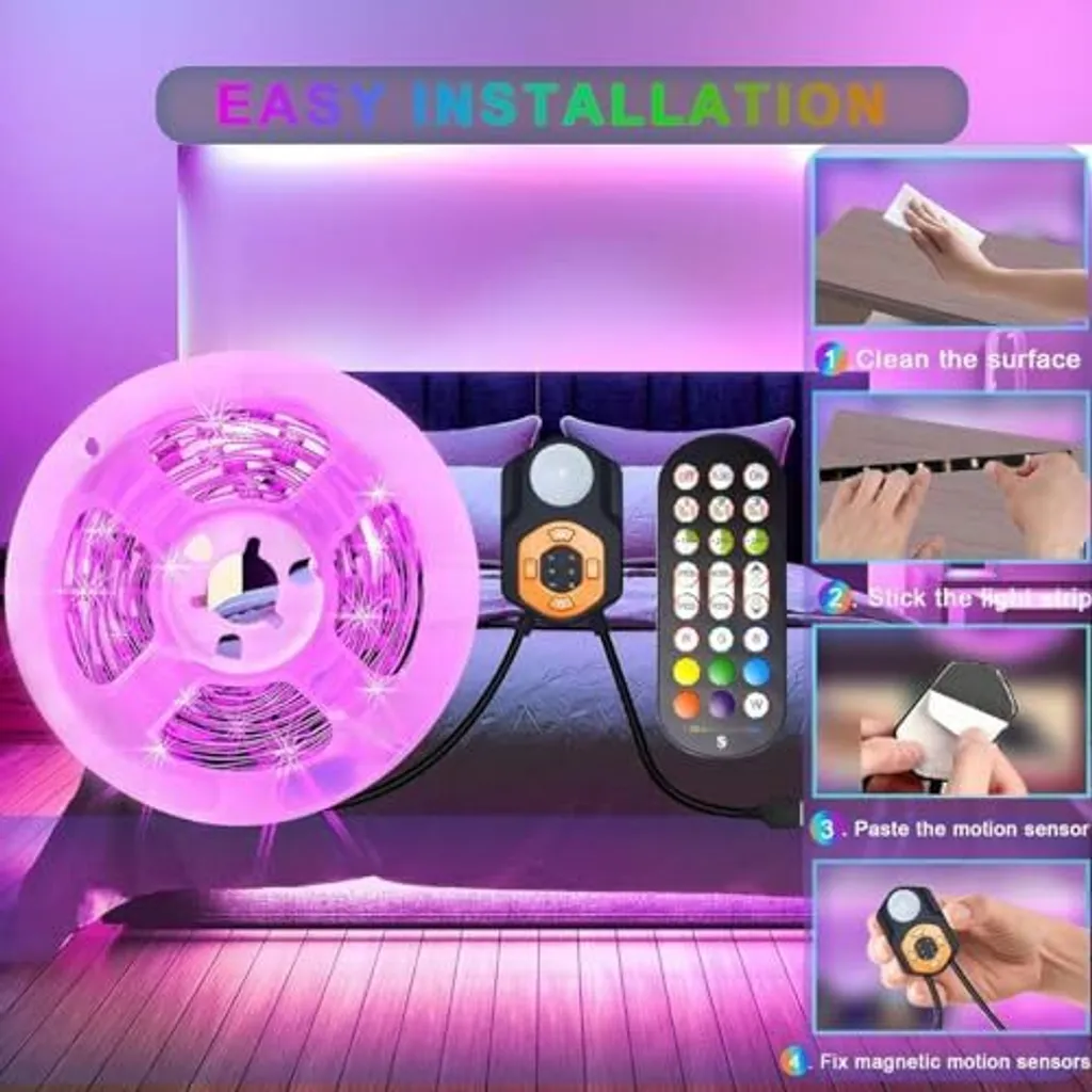 Striscia LED 3m Meiyue con Sensore PIR RGB Set da 2 - Smart Home - 6