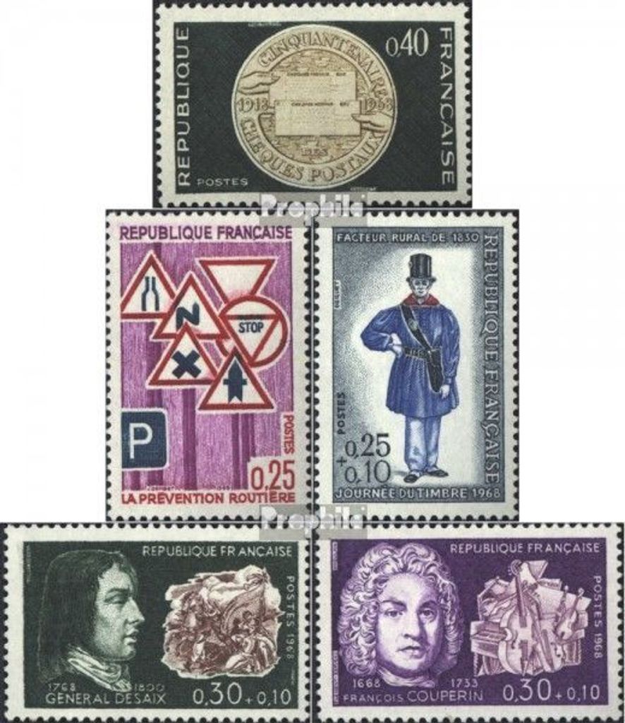 Briefmarken Frankreich 1968 Mi 1609,1615,1616,1617,1618 (kompl.Ausg.) gestempelt Postscheck