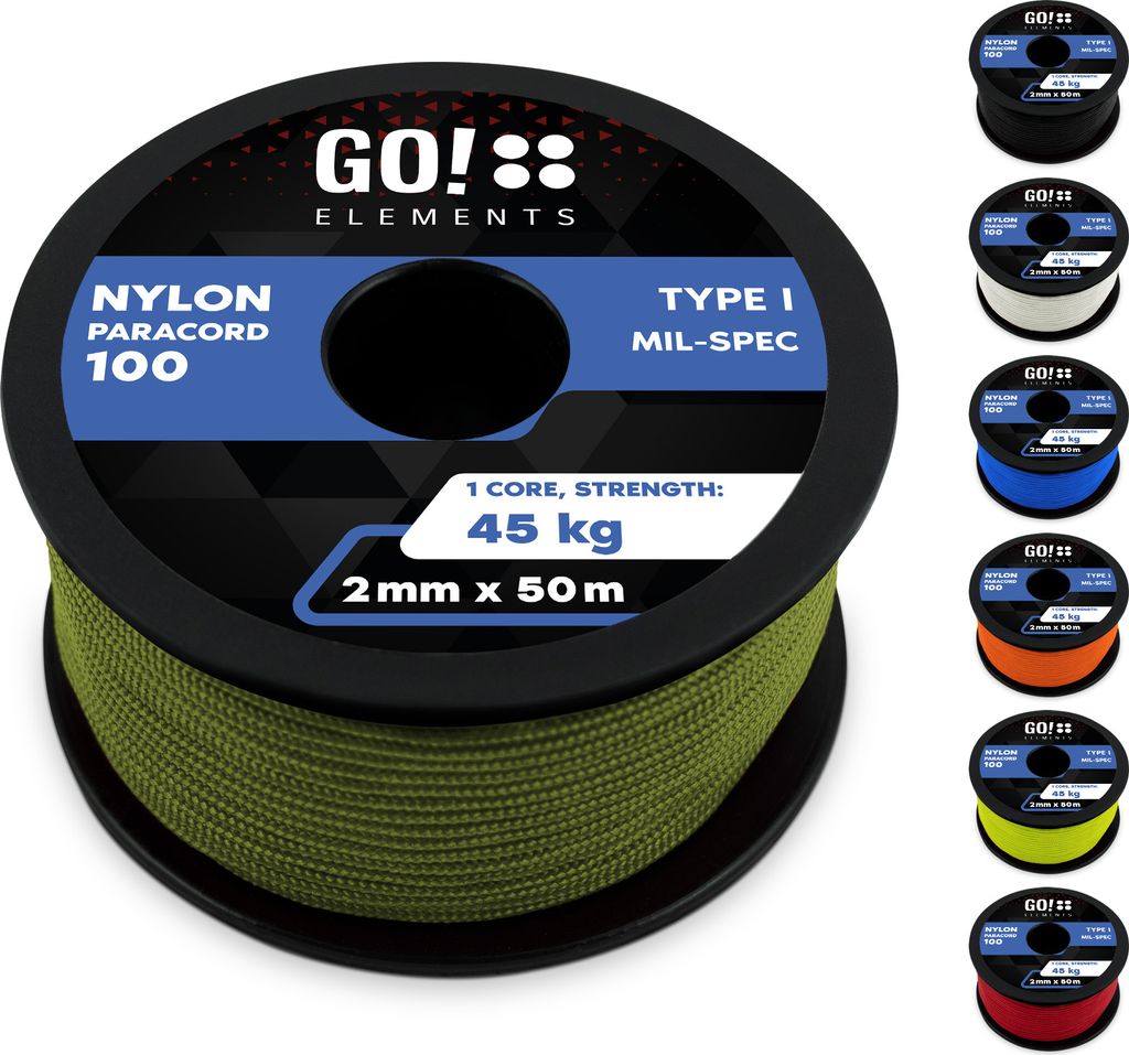 GO!elements 50m Paracord 2mm Seil aus reißfester Produktbild 