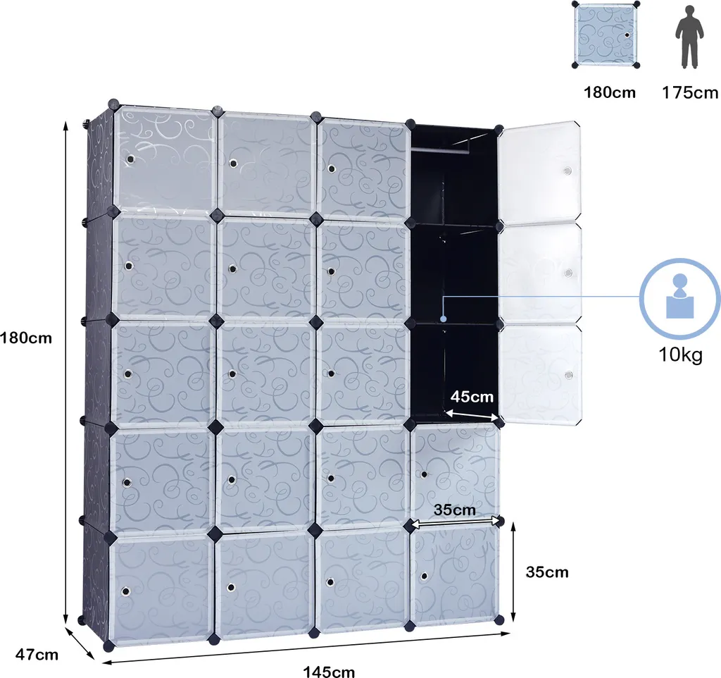 Meuble de Rangement pour Chambre ou Bureau avec 20 Cubes Modulables - 7