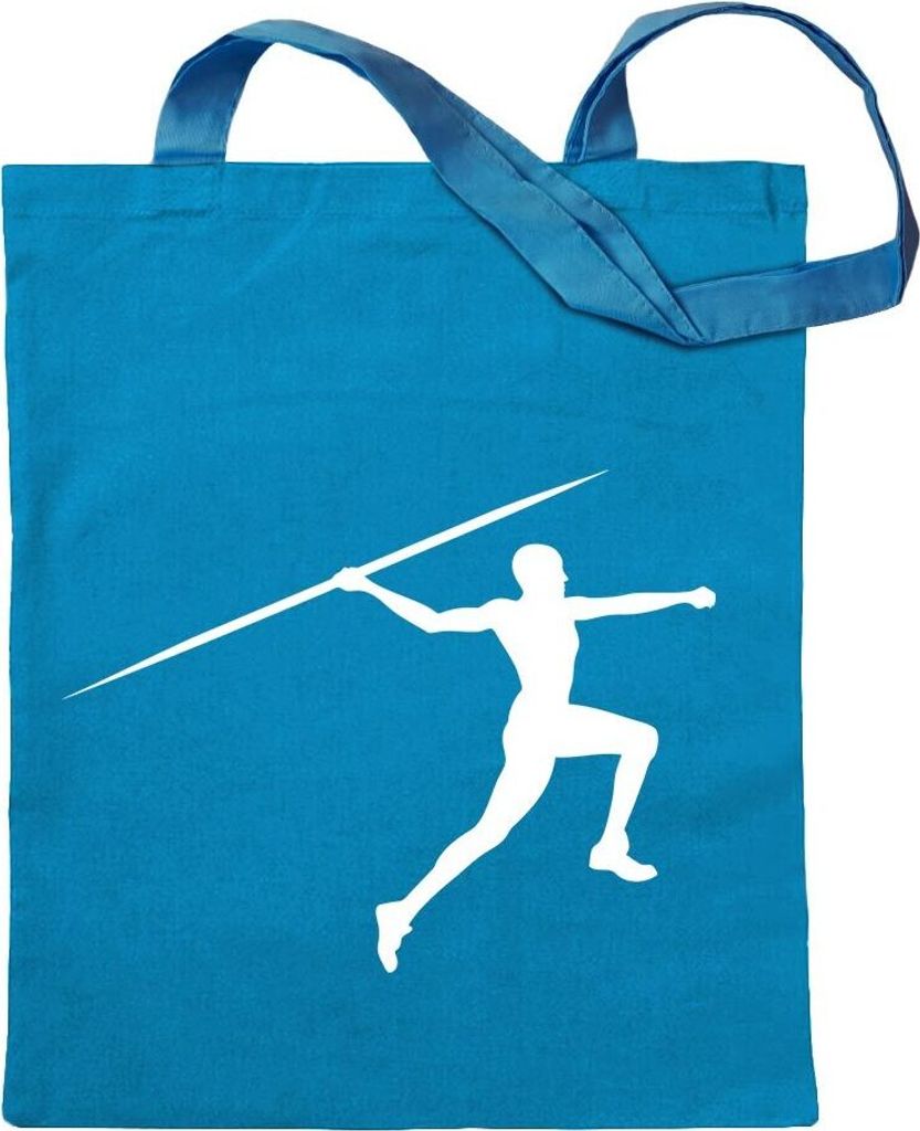 Kiwistar - Baumwolltasche - hellblau - Speerwurf Speerwerfer - Tragetasche Stoffbeutel Umhängetasche langer Henkel