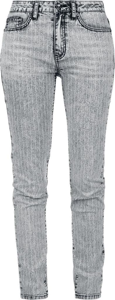 Rock Rebel by EMP Damen helle gestreifte Jeans mit Waschung und Skull Details W28L32