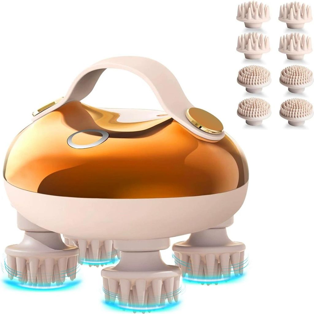 Kopfmassager mit 3 Knetmodi – IPX7 wasserdichter Head-Massager mit 8 Krallen für tiefgreifende Reinigung, Körpermassager zur Stressentspannung