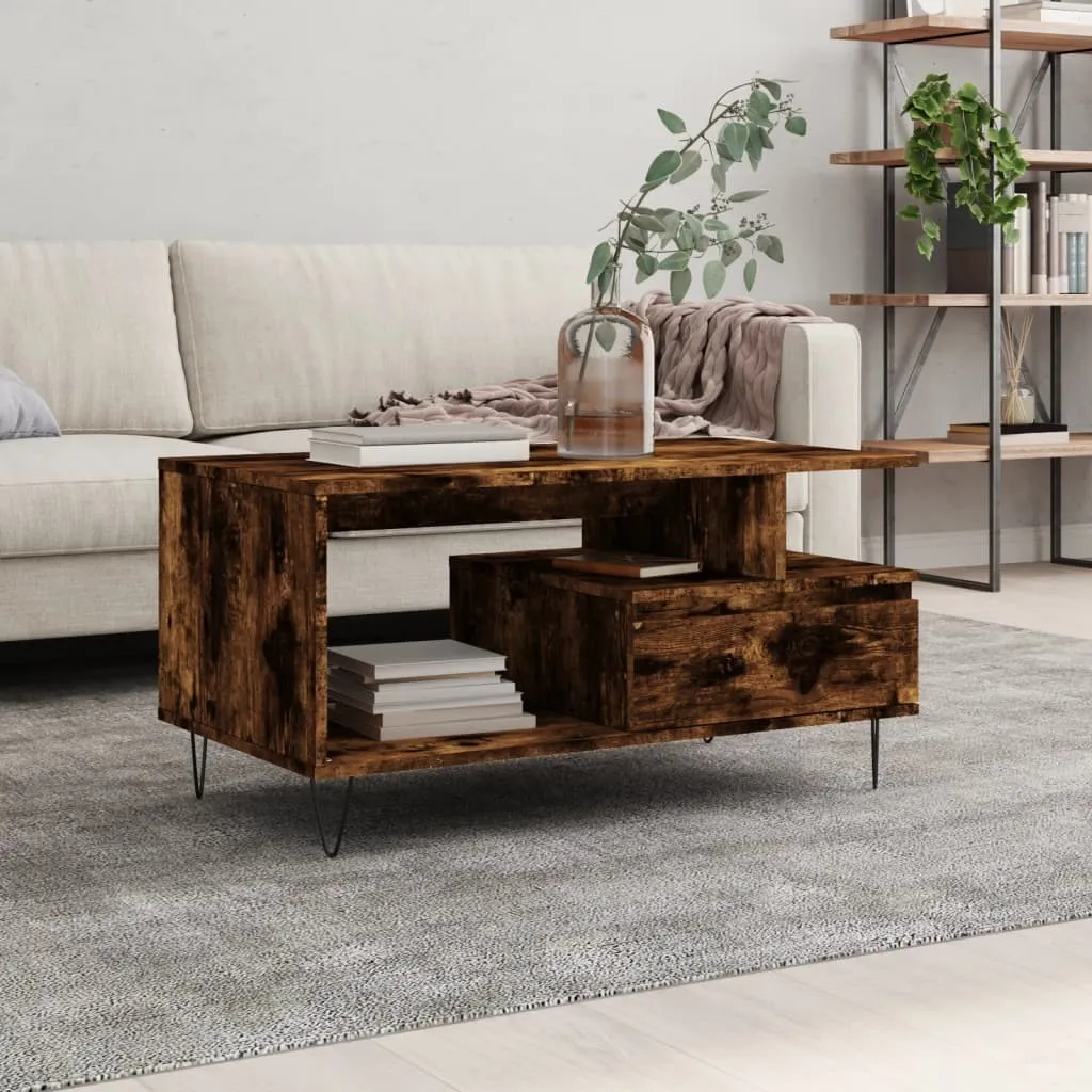 Maison Exclusive - Tavolino in rovere affumicato 90x49x45 cm Materiale ligneo